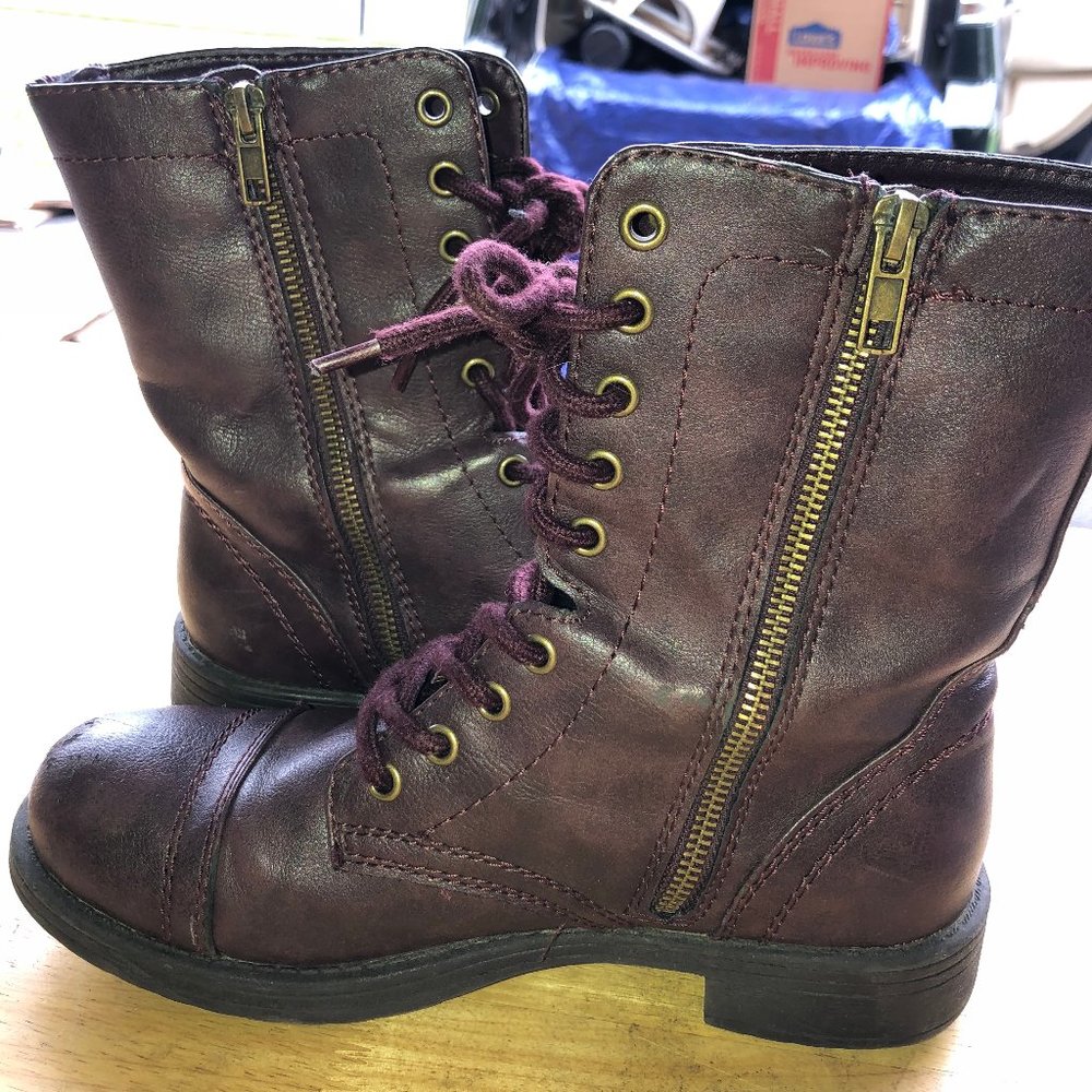 Purple/Brown Combat Boots